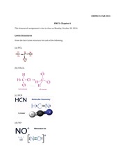 Lewis Structures HW - Answer Sheet - CHEM131 Fall 2014 HW ...