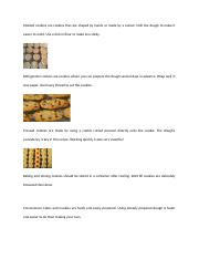 Molded cookies are cookies that are shaped by hands or made by a cutout.docx