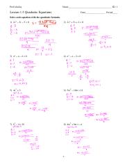 Precalc Gen Lesson 1.5 Quadratic Equations WS and SOLUTIONS.pdf