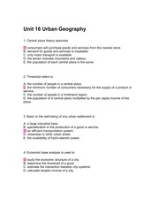 Unit 14 Urban Geography Self Test