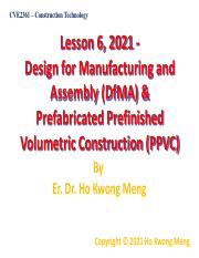 Lesson 6, 2021 - Design for Manufacturing and Assembly (DfMA) & Prefabricated Prefinished Volumetric