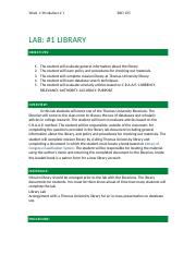 Lab #1 Mission  Library Lab