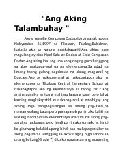 ð Talambuhay example english. Sariling talambuhay in English with