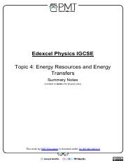 Summary Notes - Topic 4 Energy Resources and Transfers - Edexcel Physics IGCSE.pdf