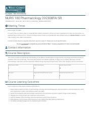 NURS 180 Pharmacology 202308FAI 5R > Syllabus | Concourse.pdf