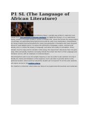 P1 SL on The language of African Literature