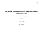 Role of Quality Systems in Enterprise Risk Management.docx