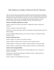 Why Students are Unable to Perform in the GE Classroom.docx