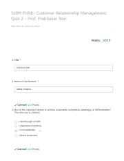 SIBM PUNE_ Customer Relationship Management_ Quiz 2 - Prof. Prabhakar Nori.pdf