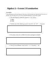 Algebra 2 Lesson 5  Exam.docx