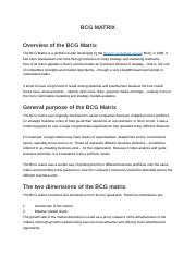 Overview of the BCG Matrix