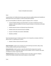 Business MGMT 431, Module 14 Notes, Disability Discrimination
