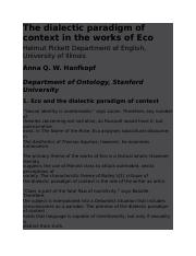 The dialectic paradigm of context in the works of Eco.docx