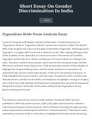 Pygmalions Bride Poem Analysis Essay. Carol Ann Duffy – Pygmalion's Bride | Genius.pdf