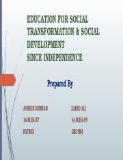 Afreen_Sumran__Zahid_Ali.EDUCATION_FOR_SOCIAL_TRANSFORMATION__SOCIAL_DEVELOPMENT.pptx
