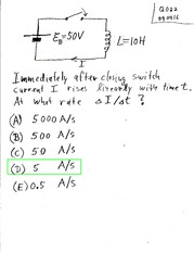 Rising Current in an Inductance Quiz