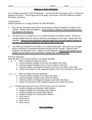 static-worksheet-answers - Name: Period: Date: Balloons & Static Electr...