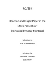 reaction paper about Rizal movie