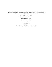 calorimeter lab report