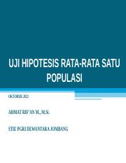 [4.1] UJI HIPOTESIS RATA-RATA SATU POPULASI.ppt
