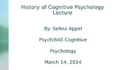 History of Cognitive Psychology Lecture