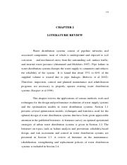 literature review for water distribution system