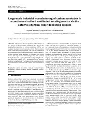 [PIRARD 2017] - Large-scale industrial manufacturing of carbon nanotubes in continuous inclined mobi