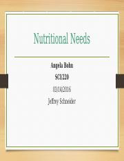 Nutritional Needs
