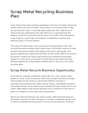scrap metal recycling business plan pdf