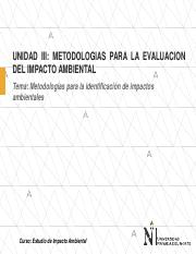 PPT Sesión 9 - Metodología para identificación de impactos ambientales.pdf