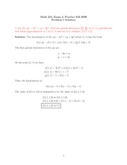 Practice Exam 2 Solution on Calculus III Fall 2009