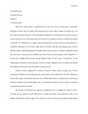 ENGL 101 Personal Narrative Writing about Music.docx