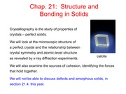 Structure and Bonding in Solids Slides and Notes