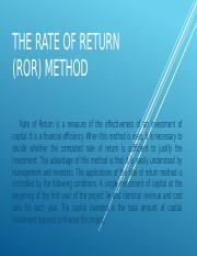 Rate of Return