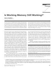 Baddeley, A. (2002). Is Working Memory Still Working European Psychologist,