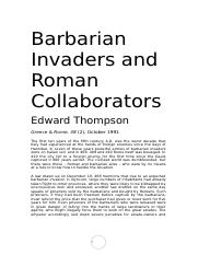 Thompson, Barbarian Invaders and Roman Collaborators.docx