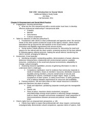 Study Guide - Chapter 8, Empowerment and Social Work Practice