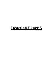 Reaction Paper 5