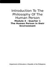 IntroPhilo_Q1_Mod4_The Human Person in Their Environment.doc
