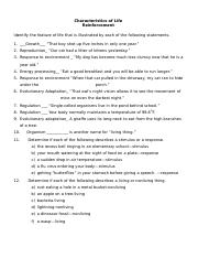 Characteristics of Life Topic 1 answers .docx