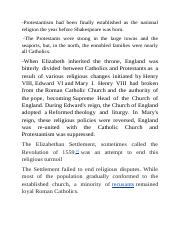 protestantism and catholicism during the elizabethan era.docx
