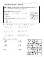 Geometry - Homework Worksheet #5 - Slopes of Lines.docx