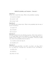 Tutorial 1 on Probability and Statistics