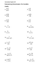 Math 1099 Rationalizing Denominators Variables Present quiz  Intermediate Algebra Skill 