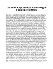 The Three Key Concepts of Sociology in a single parent family