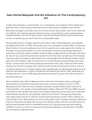 Jean Michel Basquiat And His Influence On The Contemporary Art_ [Essay Example], 916 words GradesFix