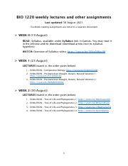 BIO 1220-F21 Weekly lecture and other assignments-30 Aug.pdf