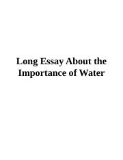Long Essay About the Importance of Water.docx