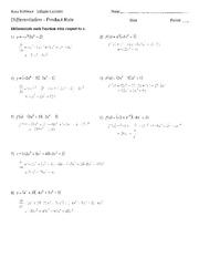 Key Product and Quotient Rule WS