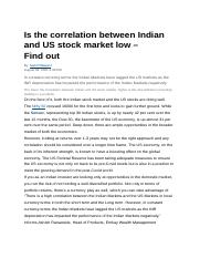 Is the correlation between Indian and US stock market low.docx